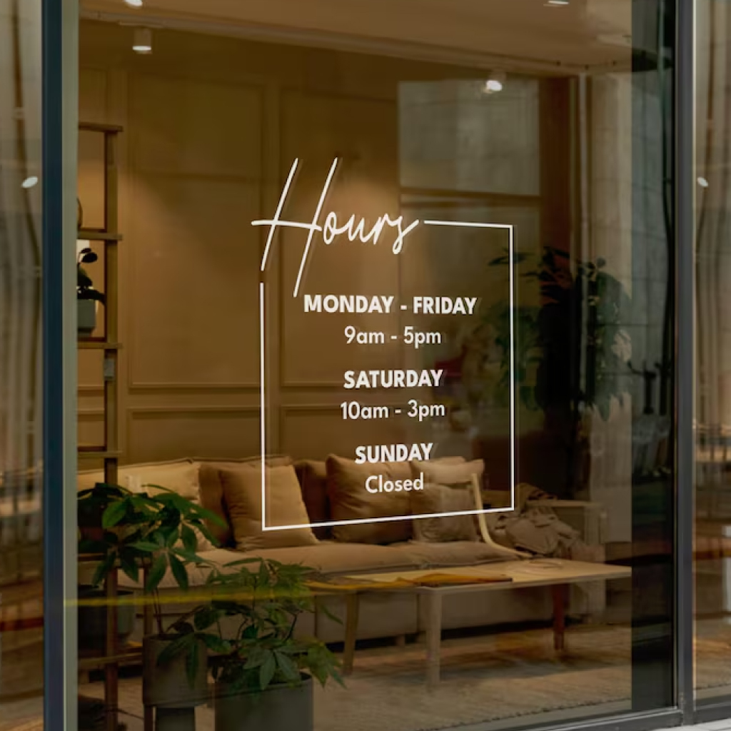 Vinil para horarios | Personalizado para negocios